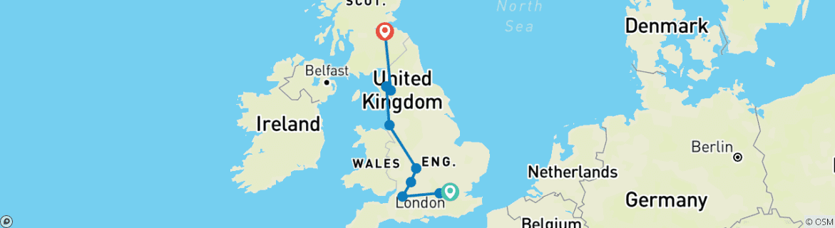 Image d'une carte montrant l'itinéraire du circuit