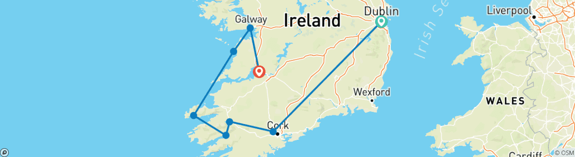 Image d'une carte montrant l'itinéraire du circuit