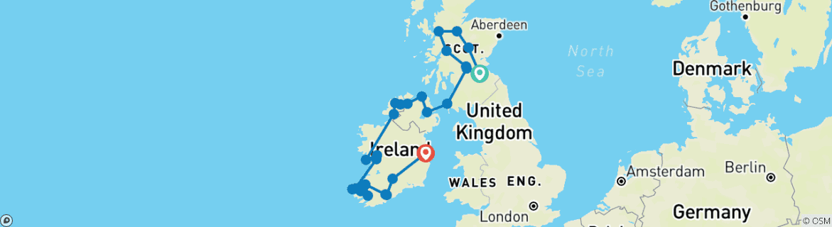 Image d'une carte montrant l'itinéraire du circuit