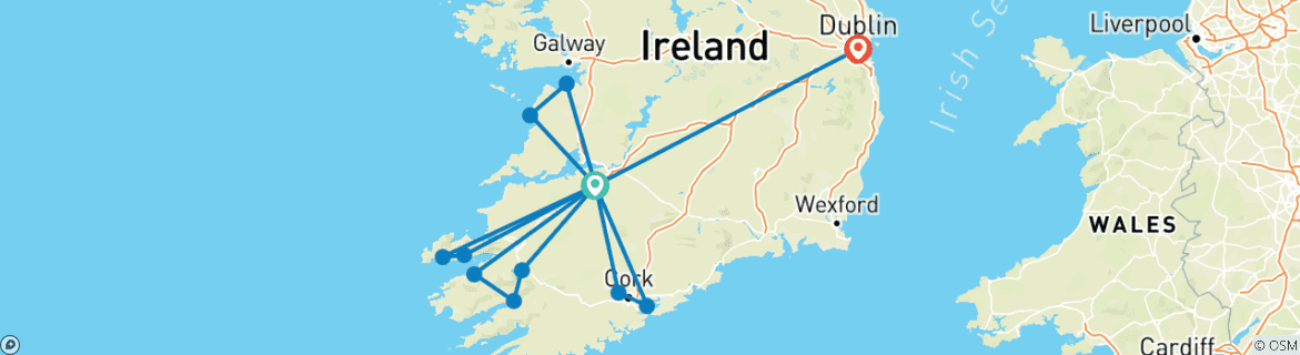 Image d'une carte montrant l'itinéraire du circuit