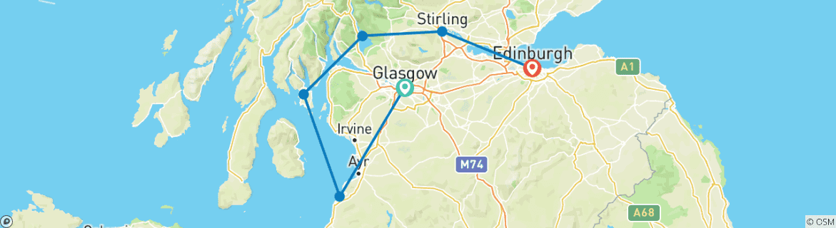 Image d'une carte montrant l'itinéraire du circuit