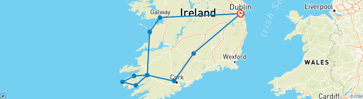 Karte mit der Reiseroute