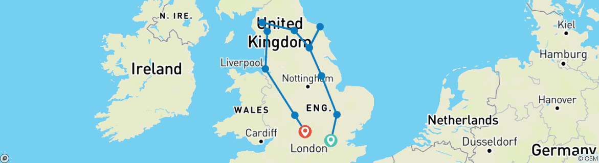 Image d'une carte montrant l'itinéraire du circuit