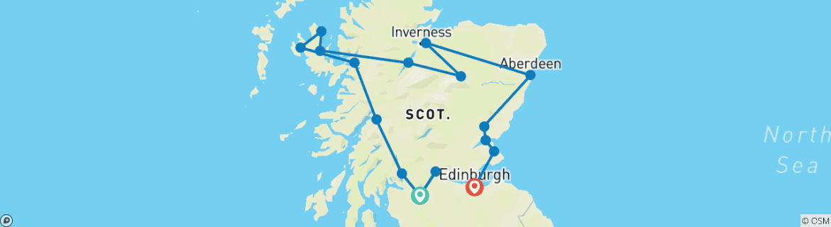Image d'une carte montrant l'itinéraire du circuit