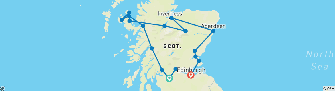 Image d'une carte montrant l'itinéraire du circuit