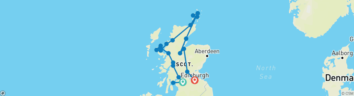 Image d'une carte montrant l'itinéraire du circuit