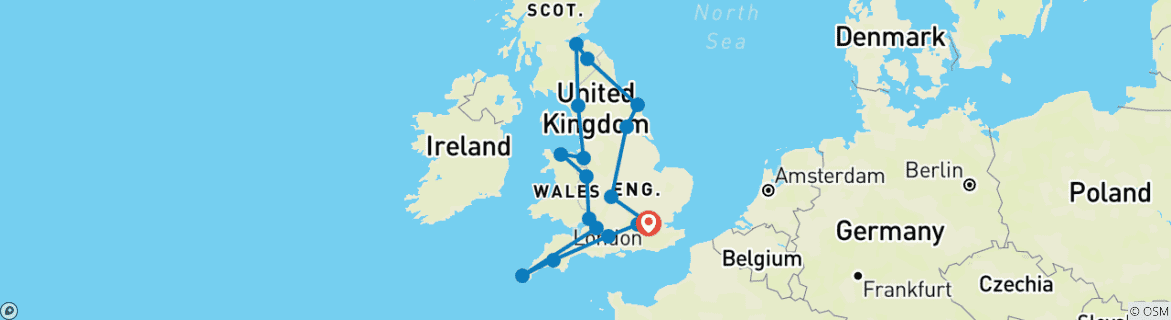 Karte mit der Reiseroute