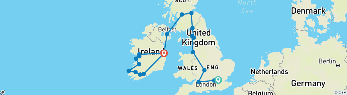 Image d'une carte montrant l'itinéraire du circuit