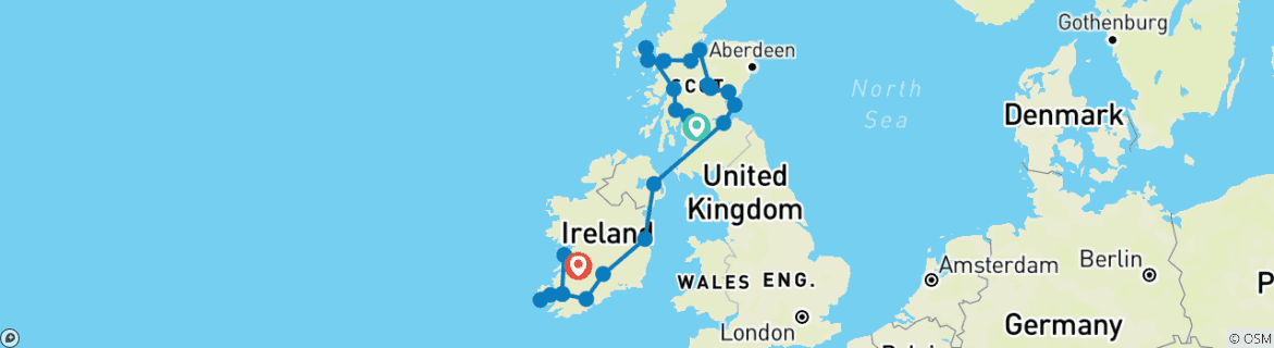 Carte du circuit Rêve écossais et irlandais - 13 jours/12 nuits (26 destinations)