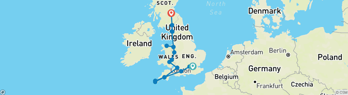Image d'une carte montrant l'itinéraire du circuit