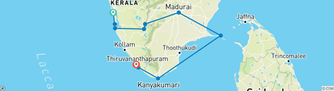 Image d'une carte montrant l'itinéraire du circuit