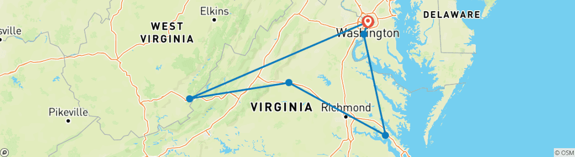 Image d'une carte montrant l'itinéraire du circuit