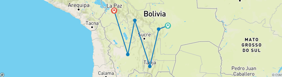 Image d'une carte montrant l'itinéraire du circuit