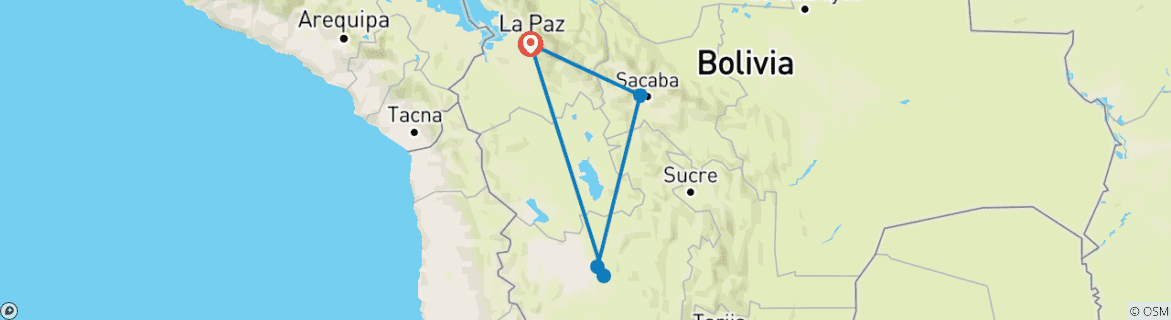 Foto van een kaart met de route van de rondreis