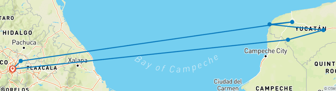 Image d'une carte montrant l'itinéraire du circuit