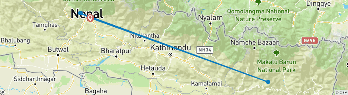 Carte du circuit Dhampus pothana kande hiking