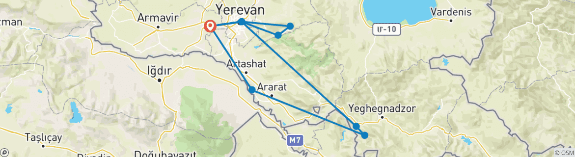 Image d'une carte montrant l'itinéraire du circuit