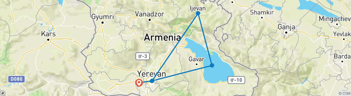 Foto van een kaart met de route van de rondreis