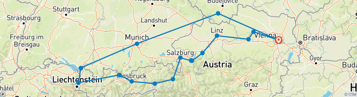 Karte mit der Reiseroute