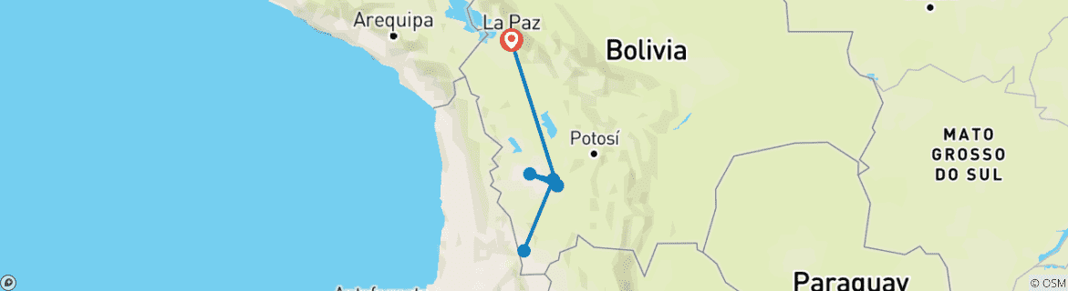 Image d'une carte montrant l'itinéraire du circuit