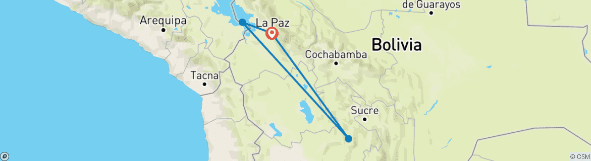 Foto van een kaart met de route van de rondreis