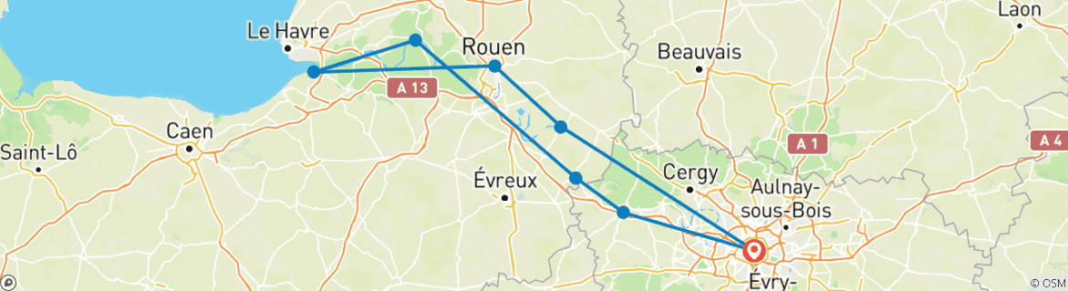 Foto van een kaart met de route van de rondreis