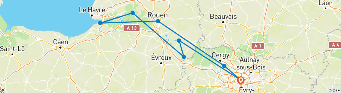 Foto van een kaart met de route van de rondreis