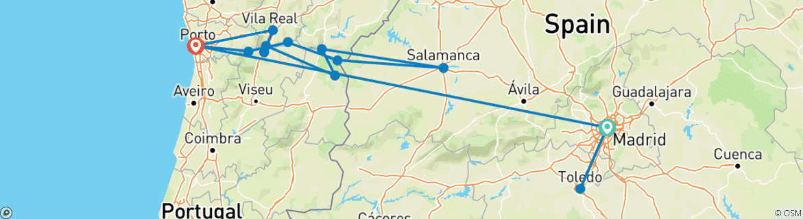 Image d'une carte montrant l'itinéraire du circuit