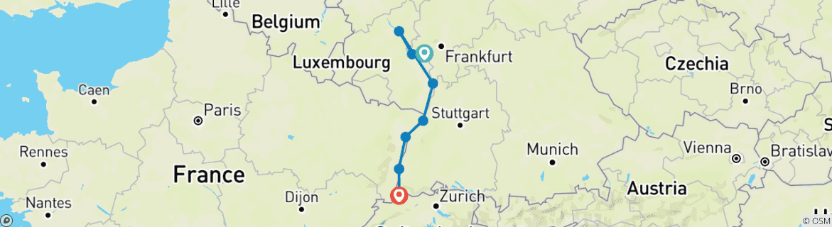 Image d'une carte montrant l'itinéraire du circuit