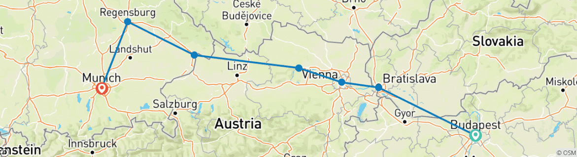 Image d'une carte montrant l'itinéraire du circuit