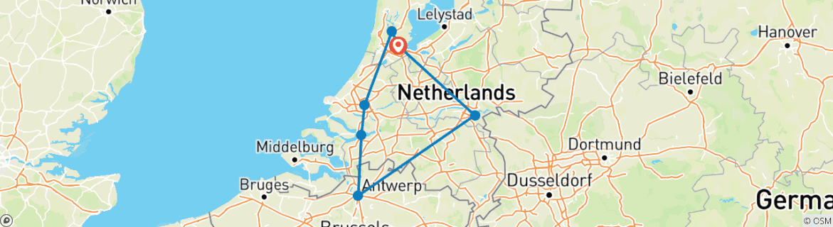 Image d'une carte montrant l'itinéraire du circuit