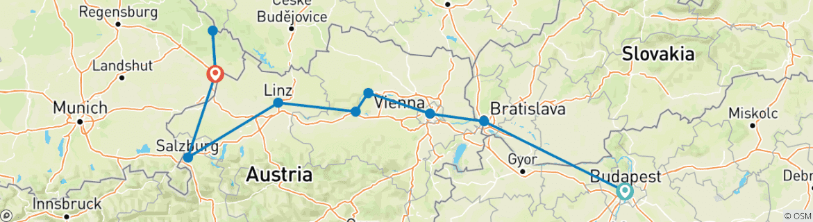 Image d'une carte montrant l'itinéraire du circuit