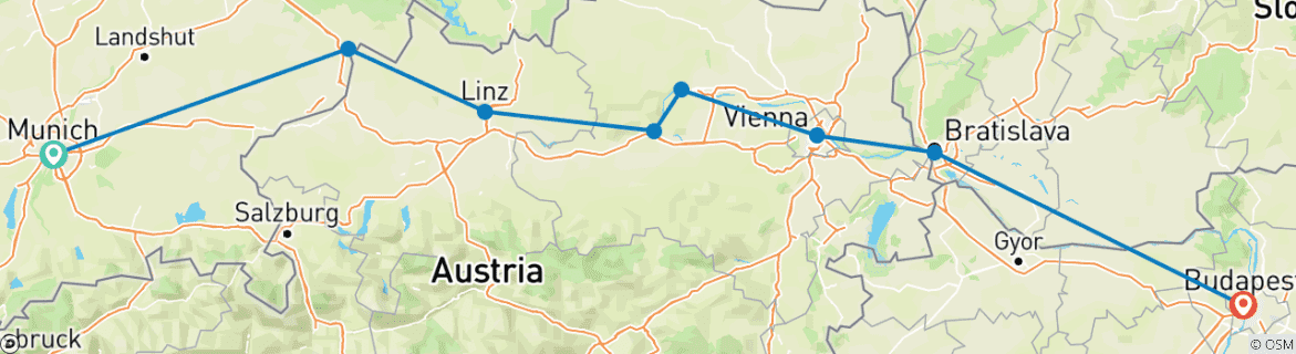 Image d'une carte montrant l'itinéraire du circuit