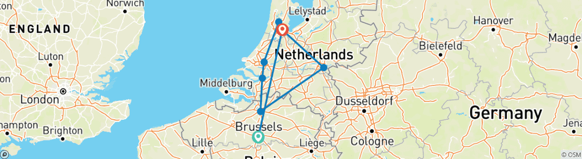 Image d'une carte montrant l'itinéraire du circuit