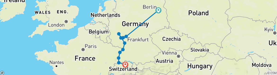 Image d'une carte montrant l'itinéraire du circuit