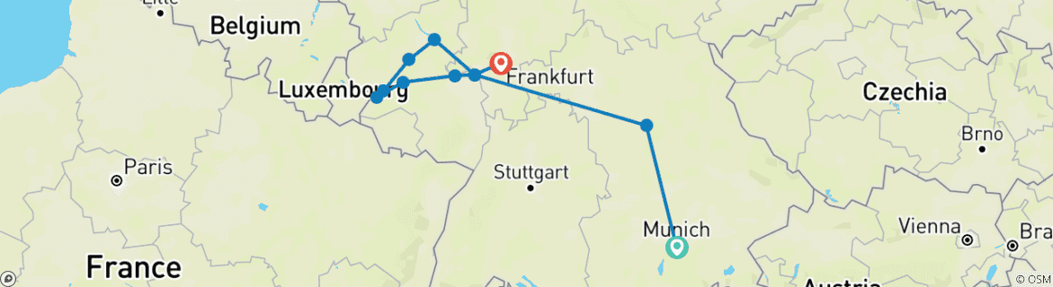 Image d'une carte montrant l'itinéraire du circuit