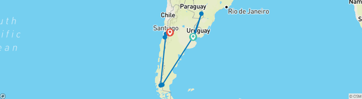 Mapa de Aventura en los Viñedos de Sudamérica