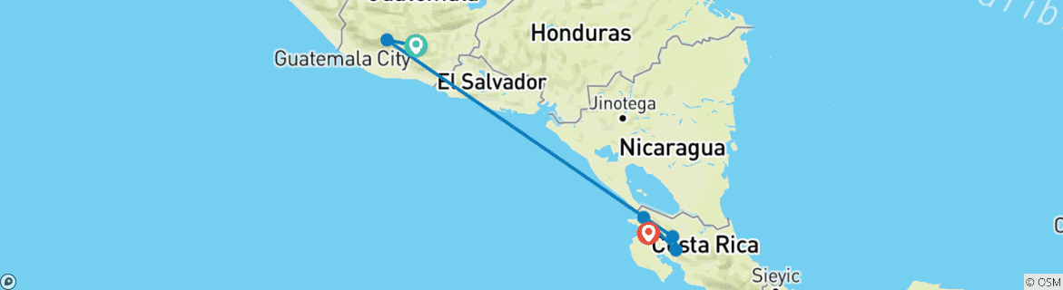 Karte mit der Reiseroute