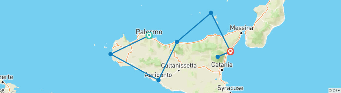 Kaart van Sicilië en haar eilanden (Palermo tot Taormina) (2027)