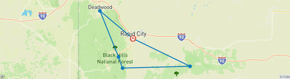 Image d'une carte montrant l'itinéraire du circuit