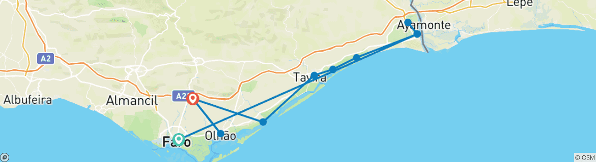 Karte mit der Reiseroute