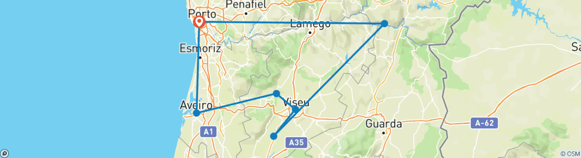 Karte mit der Reiseroute