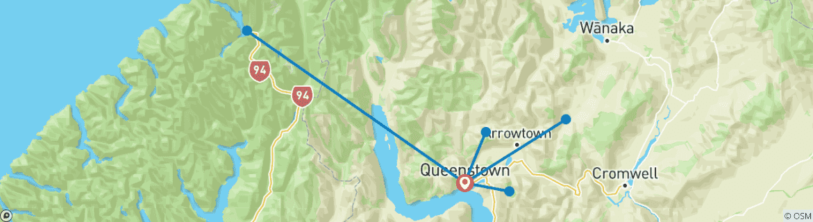 Karte mit der Reiseroute