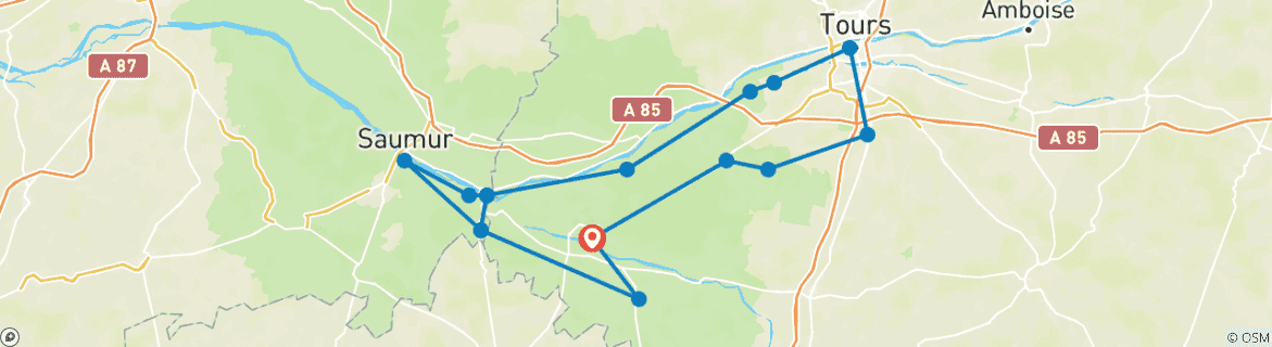 Karte mit der Reiseroute