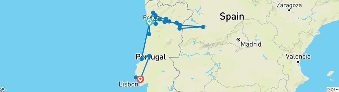 Karte mit der Reiseroute