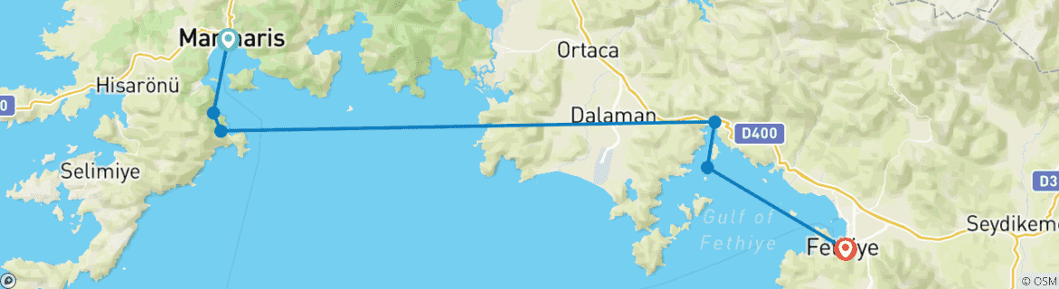 Image d'une carte montrant l'itinéraire du circuit