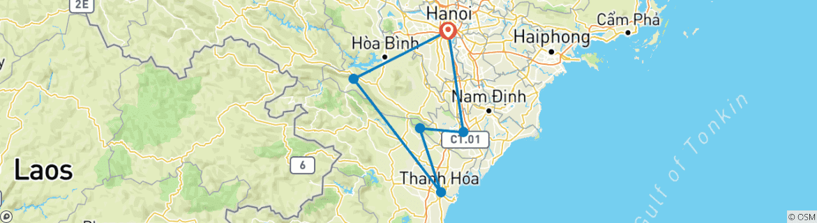 Image d'une carte montrant l'itinéraire du circuit