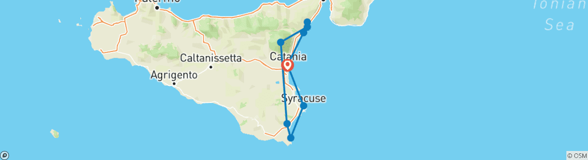 Image d'une carte montrant l'itinéraire du circuit