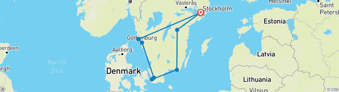 Karte mit der Reiseroute