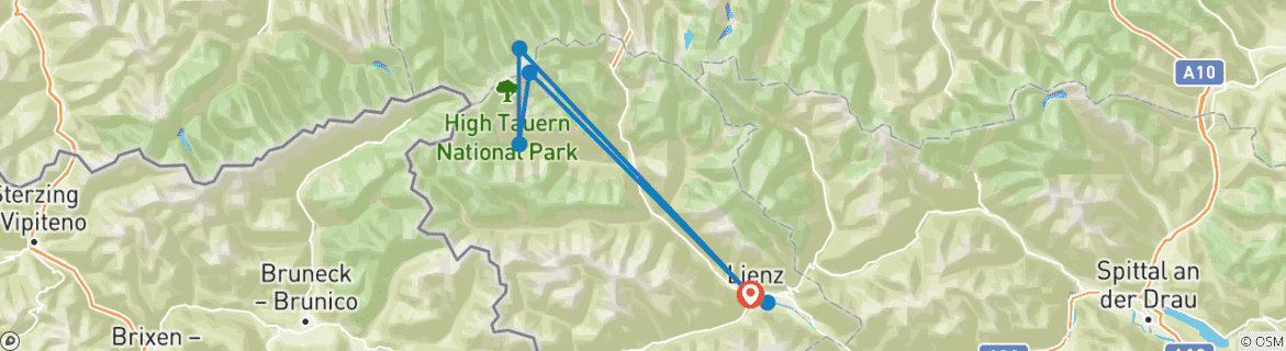 Image d'une carte montrant l'itinéraire du circuit